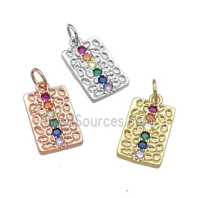 mix copper Rectangle pendant pave zircon