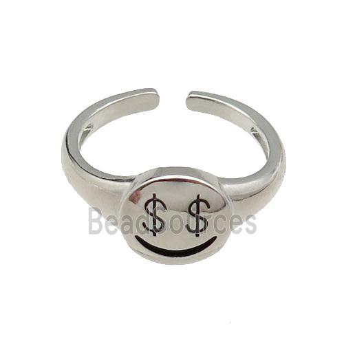 copper Ring dollar symbols platinum plated