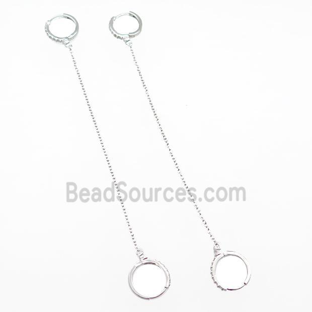 copper Hoop Earring pave zircon wire platinum plated