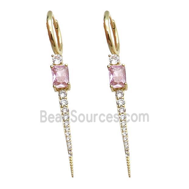 copper Hoop Earring pave zircon gold plated