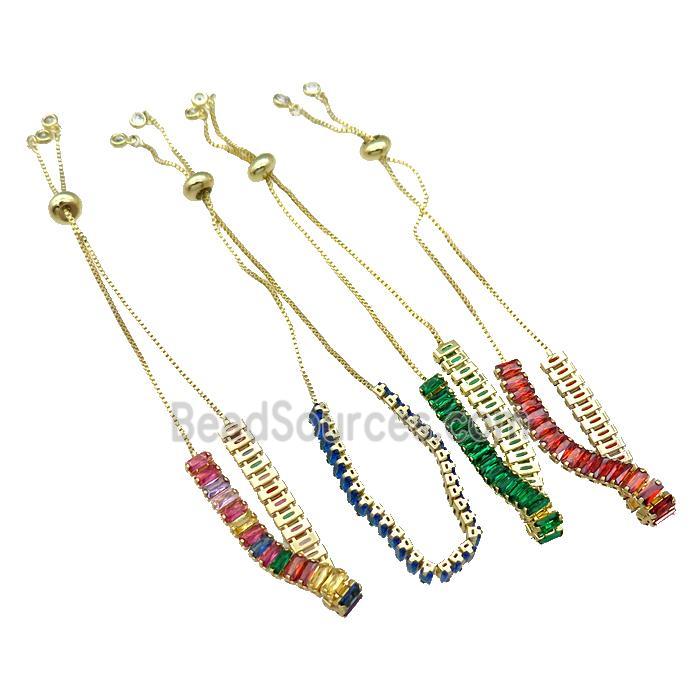 Mix Copper Bracelet Pave Zircon Adjustable Gold Plated