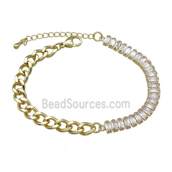 Copper Bracelet Pave Zircon Gold Plated