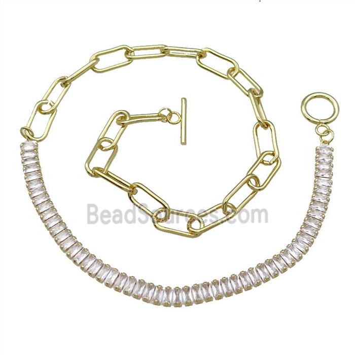 Copper Necklace Pave Zircon Gold Plated