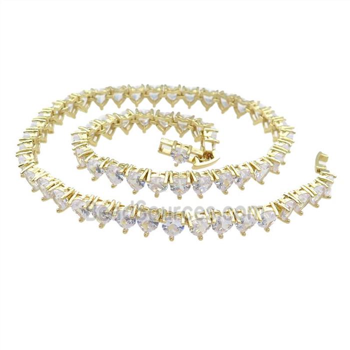 Copper Necklace Pave Zircon Teardrop Gold Plated