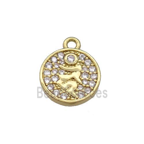 Copper Circle Pendant Pave Zircon Gold Plated