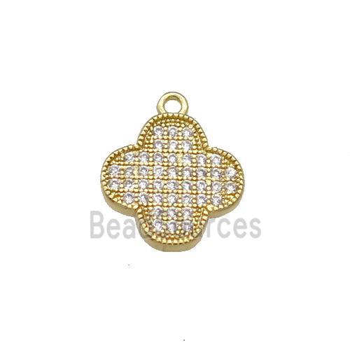 Copper Clover Pendant Pave Zircon Gold Plated