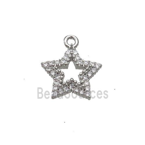 Copper Star Pendant Pave Zircon Platinum Plated