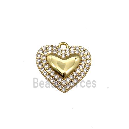 Copper Heart Pendant Pave Zircon Gold Plated