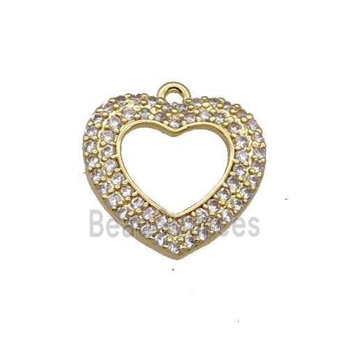 Copper Heart Pendant Pave Zircon Gold Plated