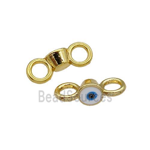 Copper Connector Evil Eye White Enamel Gold Plated