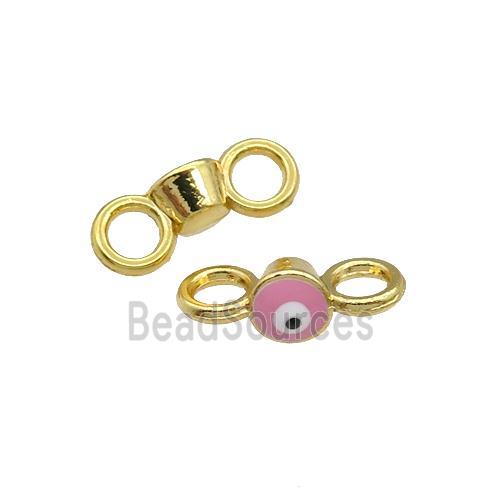 Copper Connector Evil Eye Pink Enamel Gold Plated