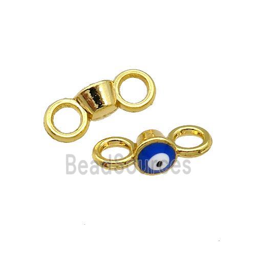 Copper Connector Evil Eye Blue Enamel Gold Plated