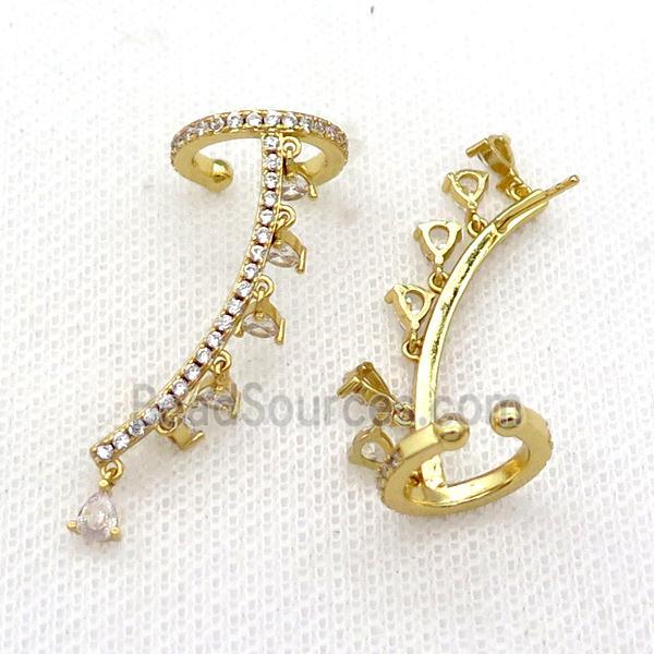 Copper Clip Earring Pave Zircon Gold Plated