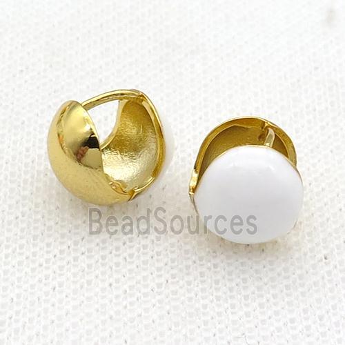 Copper Latchback Earring White Enamel Gold Plated