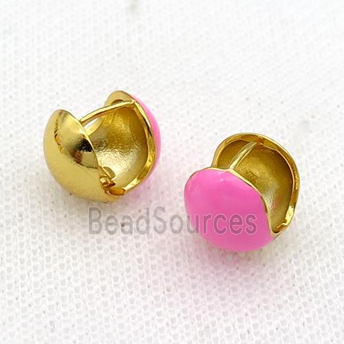 Copper Latchback Earring DeepPink Enamel Gold Plated