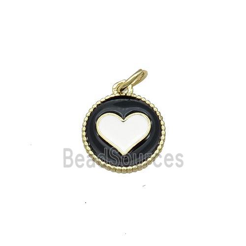 Copper Circle Hart Pendant Black Enamel Gold Plated