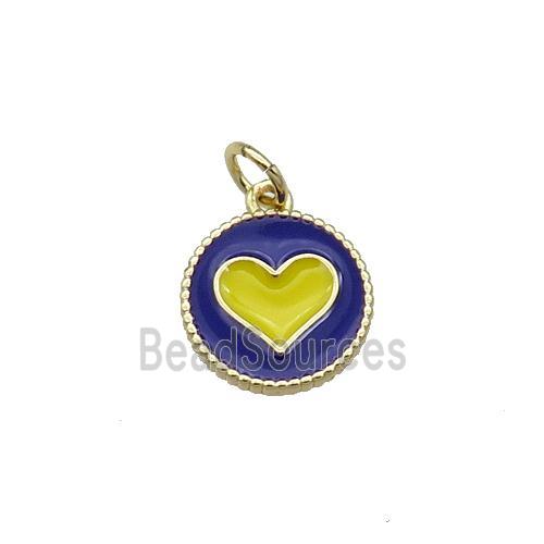 Copper Circle Hart Pendant Blue Enamel Gold Plated