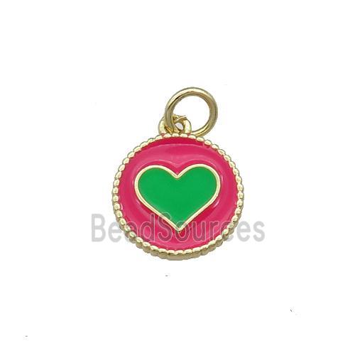 Copper Circle Hart Pendant Hotpink Enamel Gold Plated