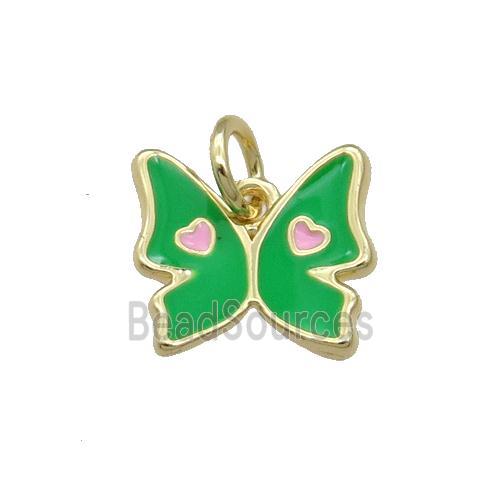 Copper Butterfly Pendant Green Enamel Gold Plated