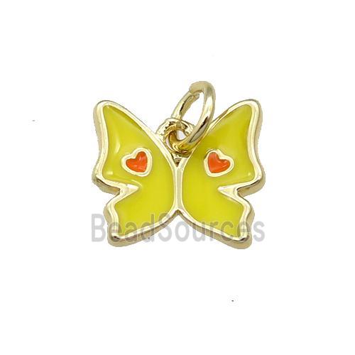 Copper Butterfly Pendant Yellow Enamel Gold Plated