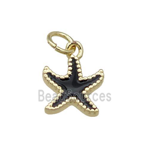 Copper Starfish Pendant Black Enamel Gold Plated