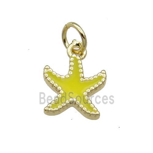 Copper Starfish Pendant Yellow Enamel Gold Plated