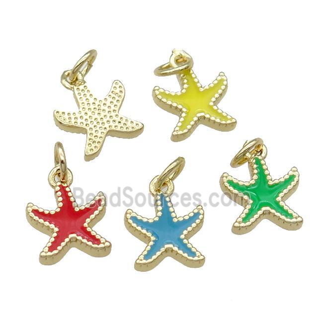 Mix Copper Starfish Pendant Enamel Gold Plated