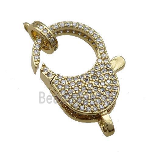 Copper Lobster Clasp Pave Zircon Gold Plated