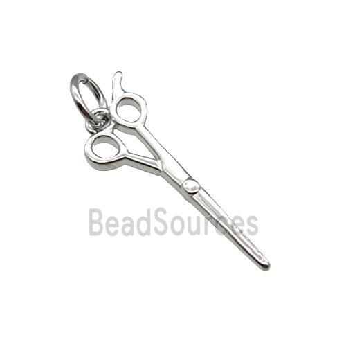 Copper Scissors Charm Pendant Platinum Plated