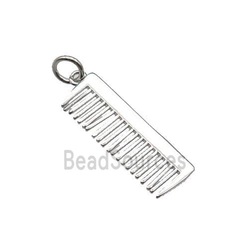 Copper Comb Charm Pendant Platinum Plated