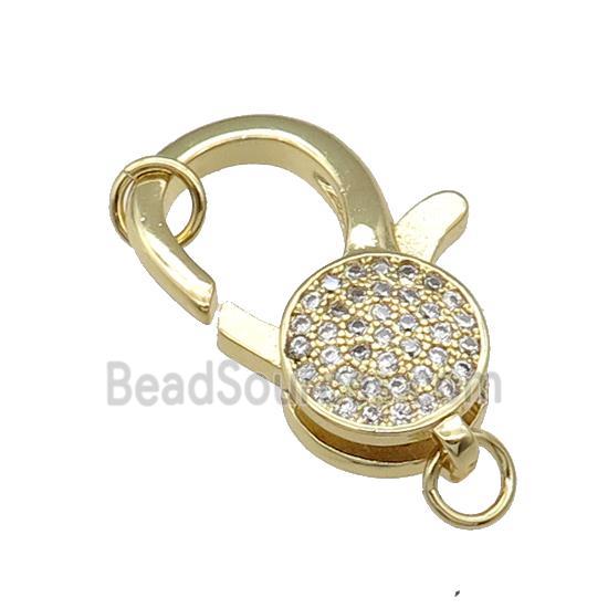 Copper Lobster Clasp Pave Zircon Gold Plated