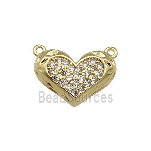 Copper Heart Pendant Pave Zircon with 2loops Gold Plated