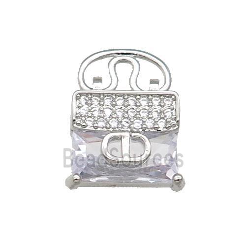 Copper Pendant Pave Zircon Platinum Plated