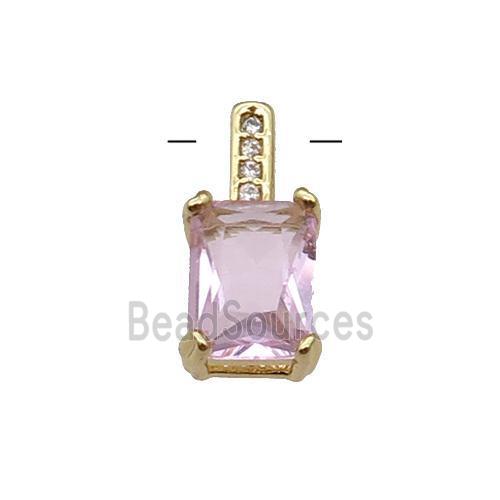 Copper Pendant Pave Pink Crystal Gold Plated