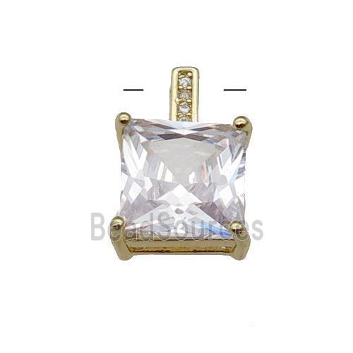 Copper Square Pendant Pave Crystal Gold Plated