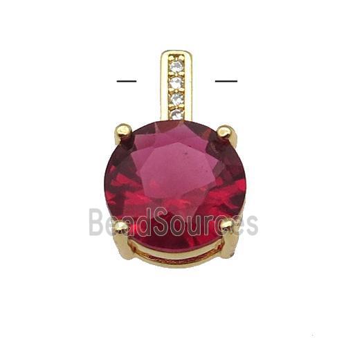 Copper Pendant Pave Red Crystal Diamond Gold Plated