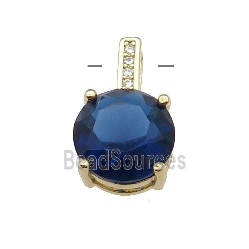 Copper Pendant Pave Seablue Crystal Diamond Gold Plated