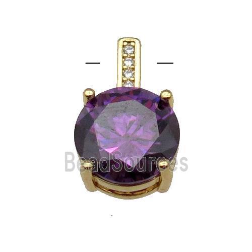 Copper Pendant Pave Purple Crystal Diamond Gold Plated