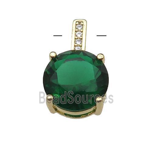 Copper Pendant Pave Green Crystal Diamond Gold Plated