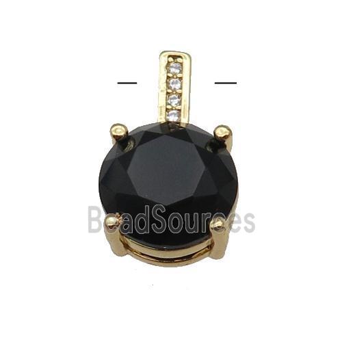 Copper Pendant Pave Black Crystal Diamond Gold Plated