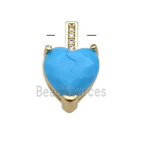 Copper Heart Pendant Pave Crystal Gold Plated