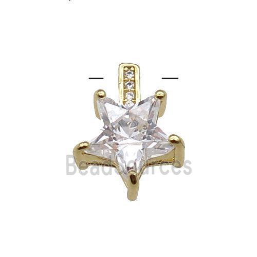 Copper Star Pendant Pave Crystal Gold Plated