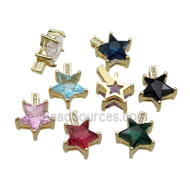 Copper Star Pendant Pave Crystal Gold Plated Mixed