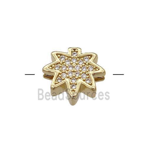 Copper MapleLeaf Beads Pave Zircon Gold Plated