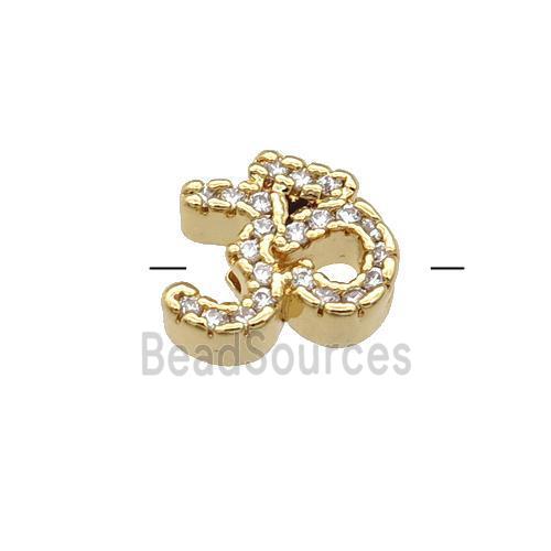 Copper Symbols Hindu Beads Pave Zircon Gold Plated