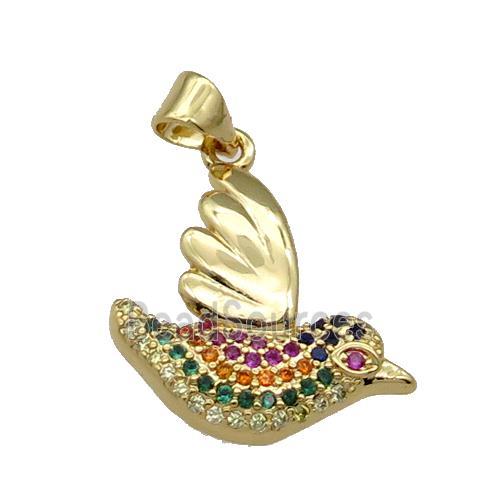 Copper Bird Pendant Pave Zircon Gold Plated