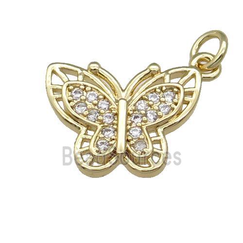 Copper Butterfly Pendant Pave Zircon Gold Plated