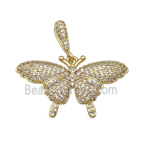 Copper Butterfly Pendant Pave Zircon Gold Plated