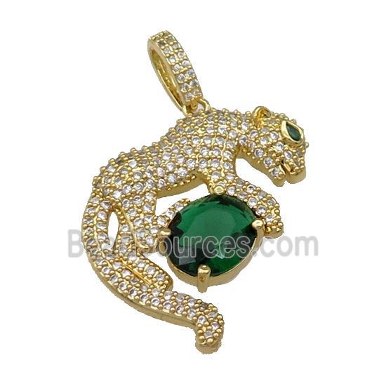 Copper Leopard Pendant Pave Zircon Gold Plated