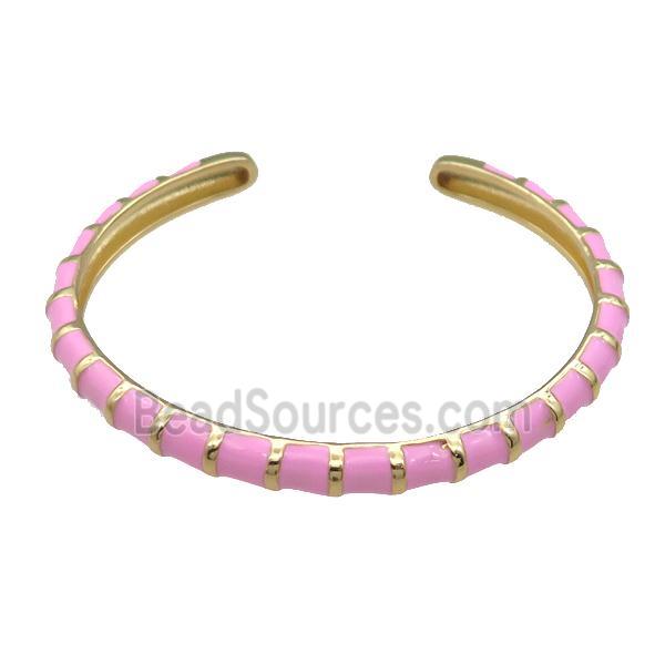 Copper Bangle Pink Enamel Gold Plated